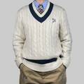 Polo by Ralph Lauren P-Wing Embroidered Cotton-Blend Cricket Sweater L
