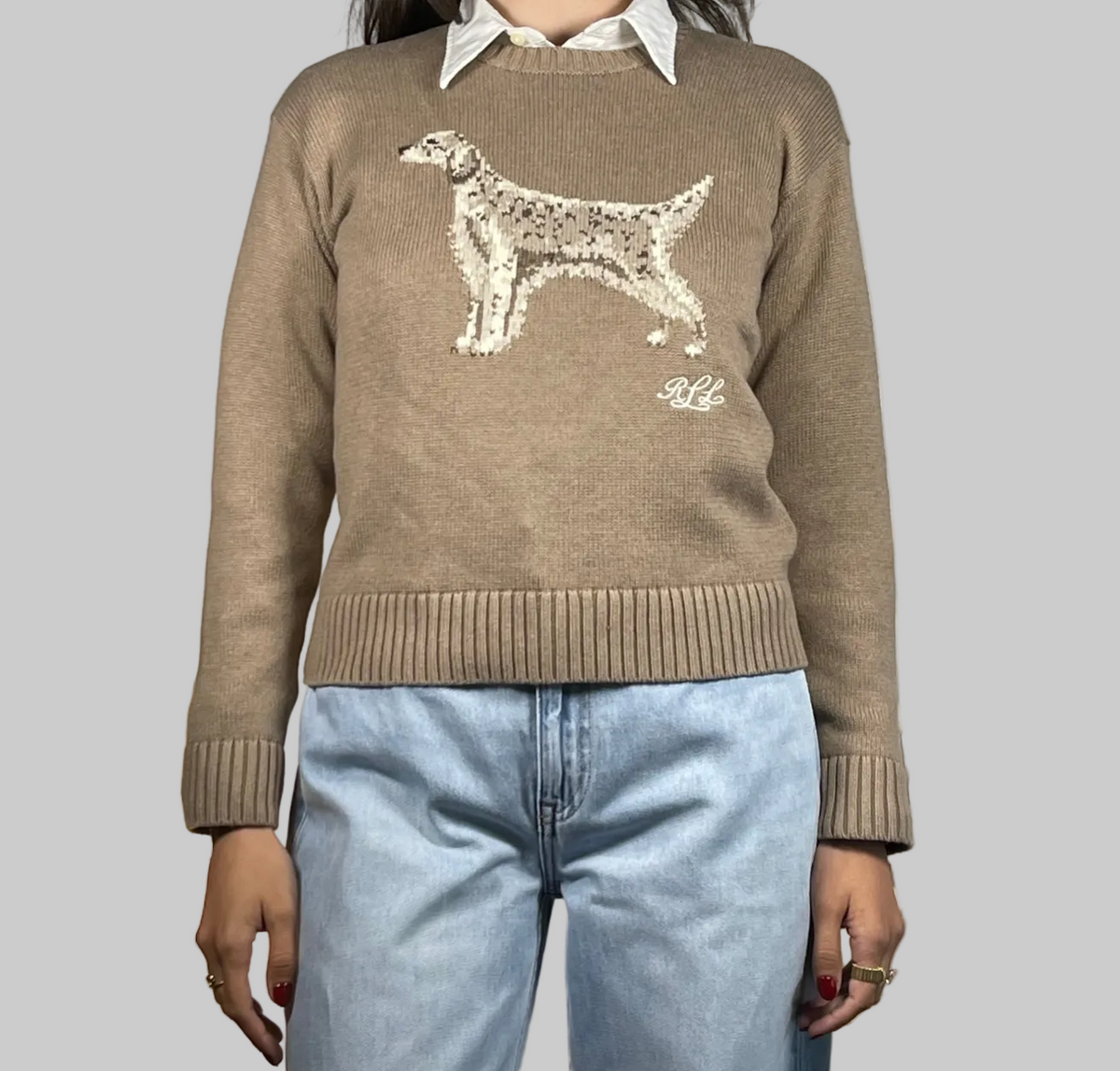 Lauren Ralph Lauren English Setter Intarsia-Knit Cotton Sweater XS