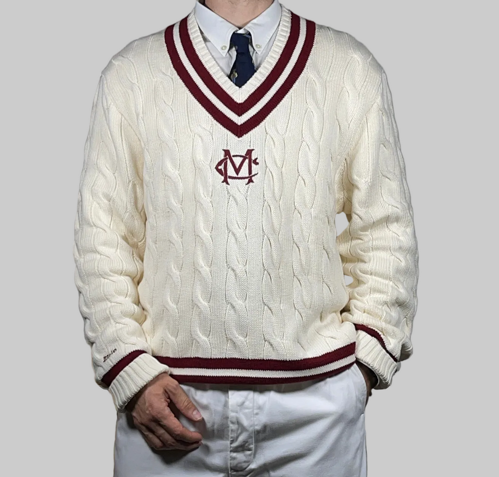 Polo by Ralph Lauren Morehouse College Cable-Knit Cotton Cricket Sweater XL
