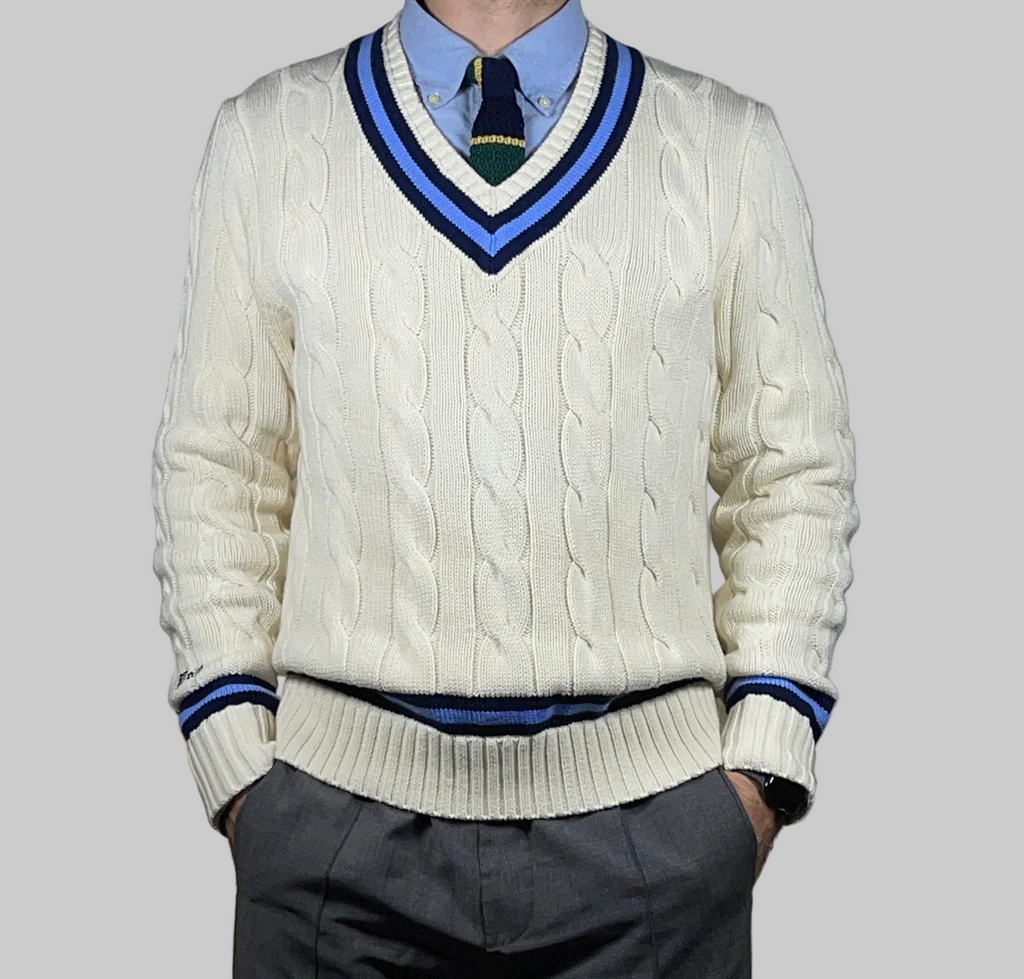 Polo by Ralph Lauren Iconic Cable-Knit Cotton Cricket Sweater M