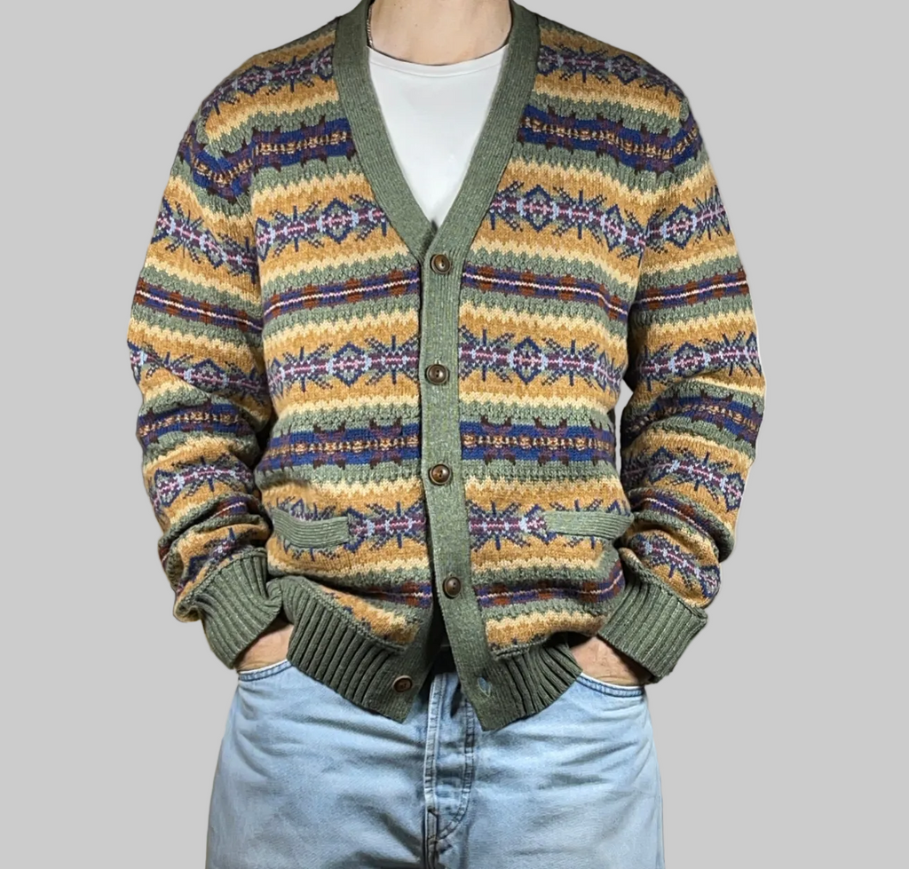 Polo by Ralph Lauren Fair Isle Cotton, Wool & Linen Cardigan XL