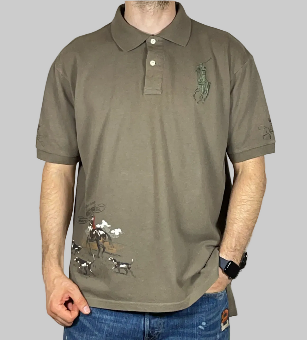Polo Ralph Lauren Hunting Motif Cotton Piqué Polo (Vintage 2000s)