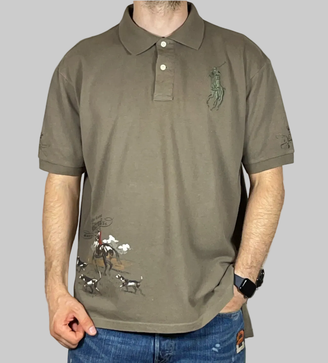 Polo Ralph Lauren Hunting Motif Cotton Piqué Polo (Vintage 2000s)