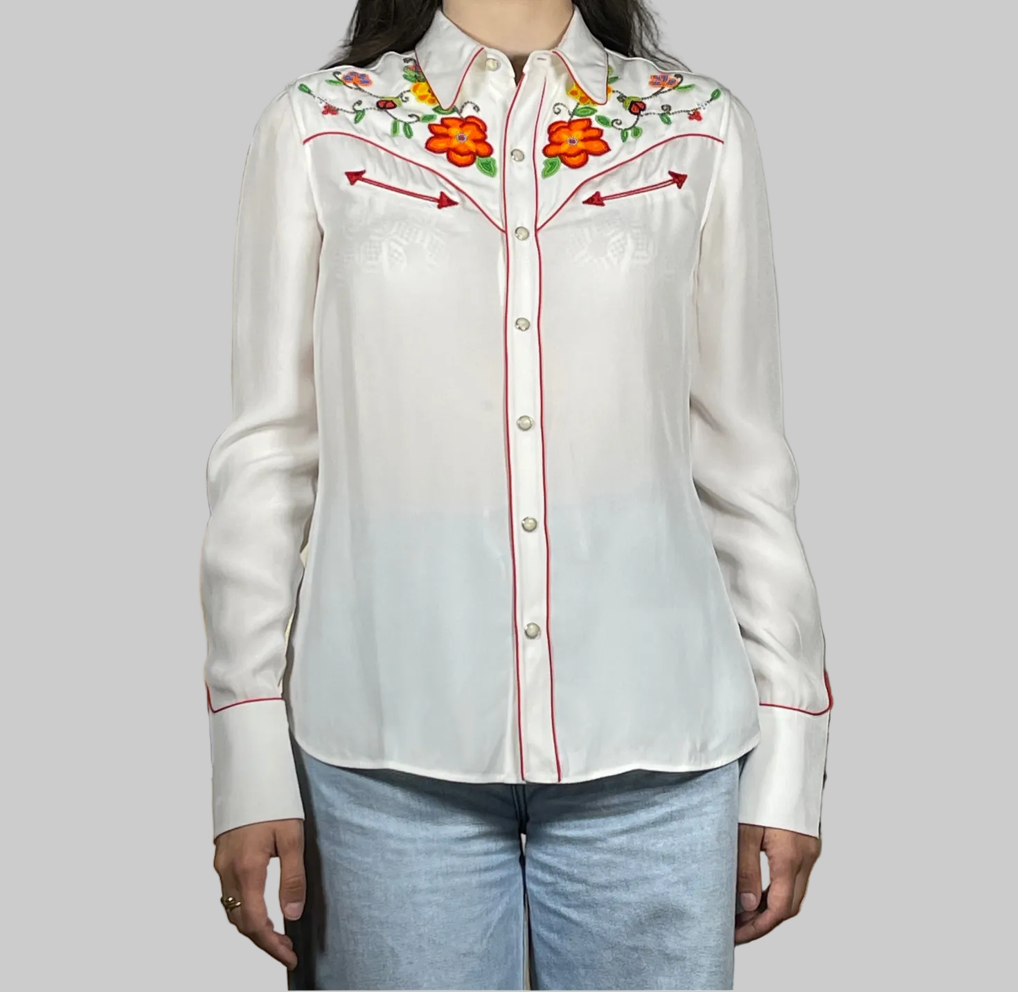 Ralph Lauren Collection Embroidered Satin Western Shirt